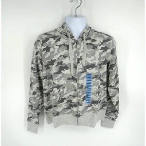 Eddie Bauer Large Gray Camo Fleece Lounge Hoodie Zipper NWT $60.00